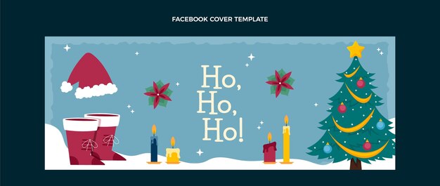 Flat christmas social media cover template