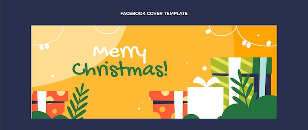 Flat christmas social media cover template