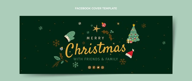 Free vector flat christmas social media cover template