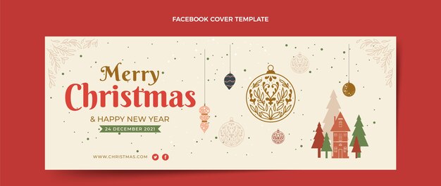 Flat christmas social media cover template