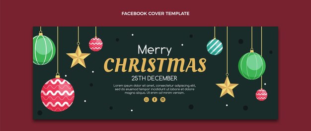 Flat christmas social media cover template