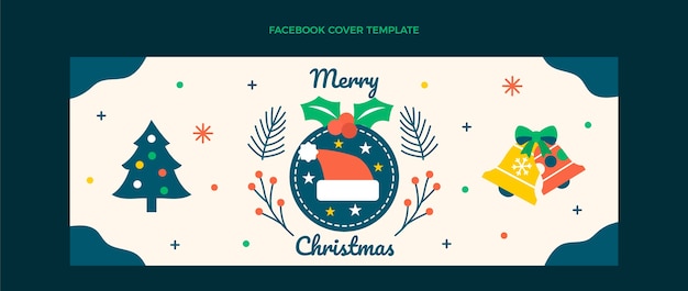 Flat christmas social media cover template