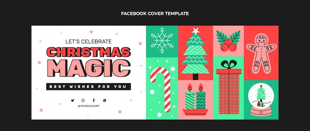フラットクリスマスソーシャルメディアカバーテンプレート