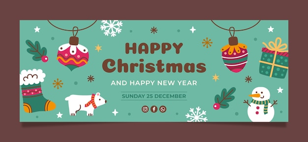 Flat christmas social media cover template