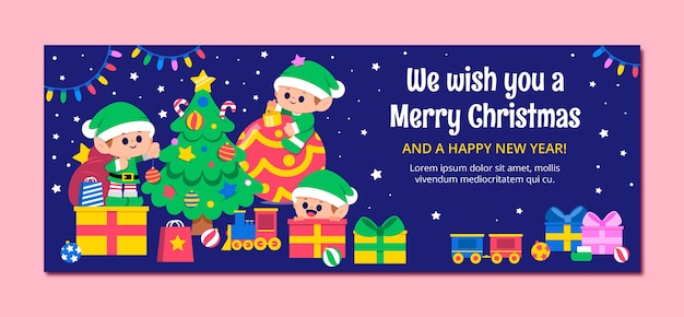 Free vector flat christmas social media cover template