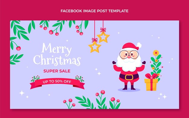 Flat christmas social media post template