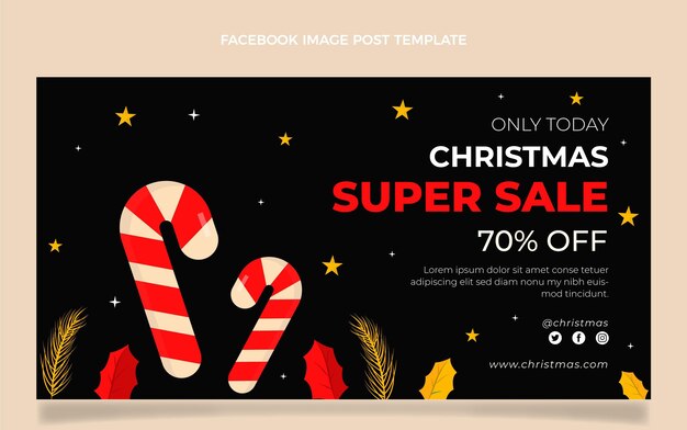 Free vector flat christmas social media post template