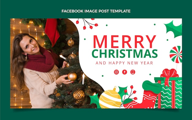 Free vector flat christmas social media post template