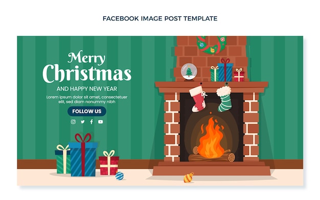 Vettore gratuito modello piatto di post sui social media di natale