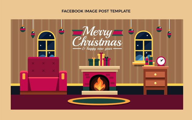 Плоский рождественский пост в социальных сетях