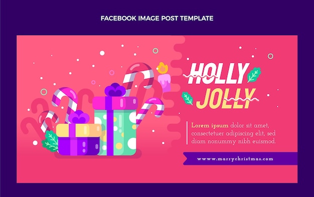 Free vector flat christmas social media post template