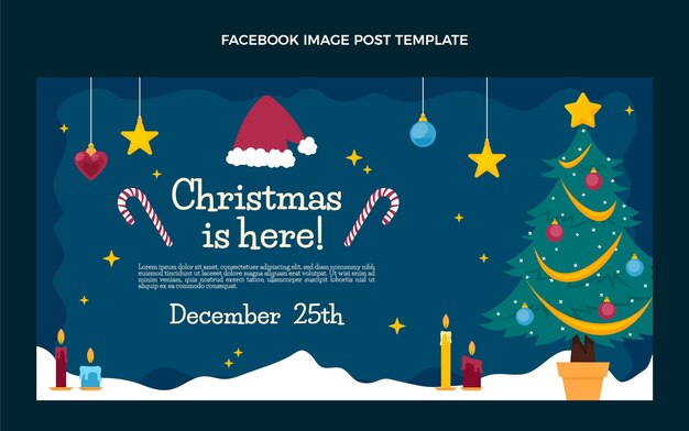 Flat christmas social media post template