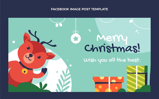 Free vector flat christmas social media post template