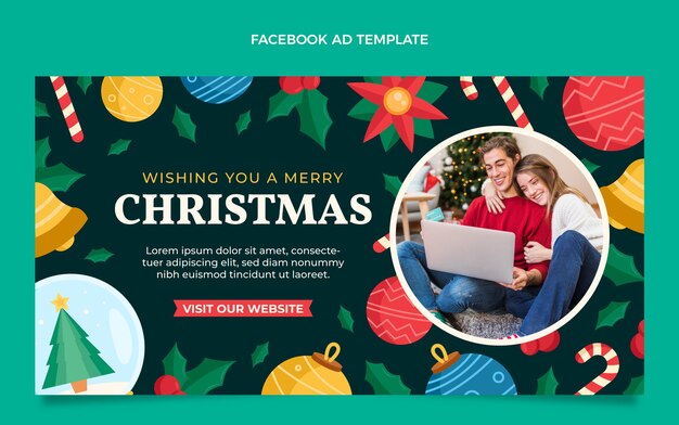 Vettore gratuito modello di promozione dei social media di natale piatto