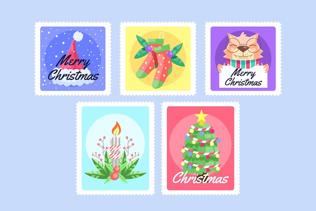 Flat christmas stamp collection