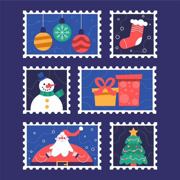 Flat christmas stamp collection