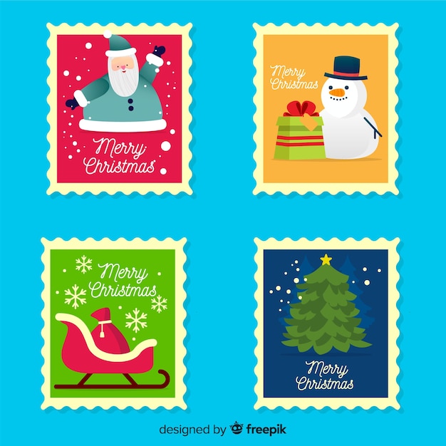 Free vector flat christmas stamp