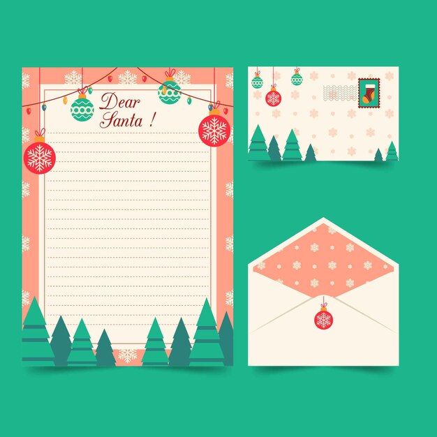 Flat christmas stationery template