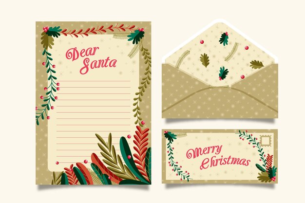 Flat christmas stationery template