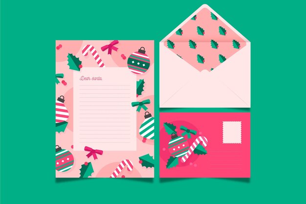 Flat christmas stationery template