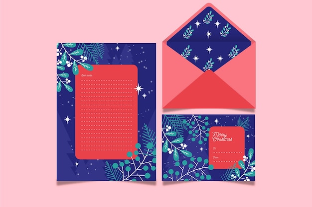 Free vector flat christmas stationery template