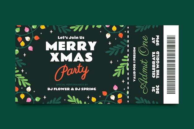 Free vector flat christmas ticket template