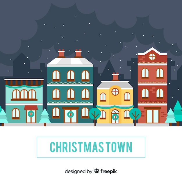 Flat christmas town