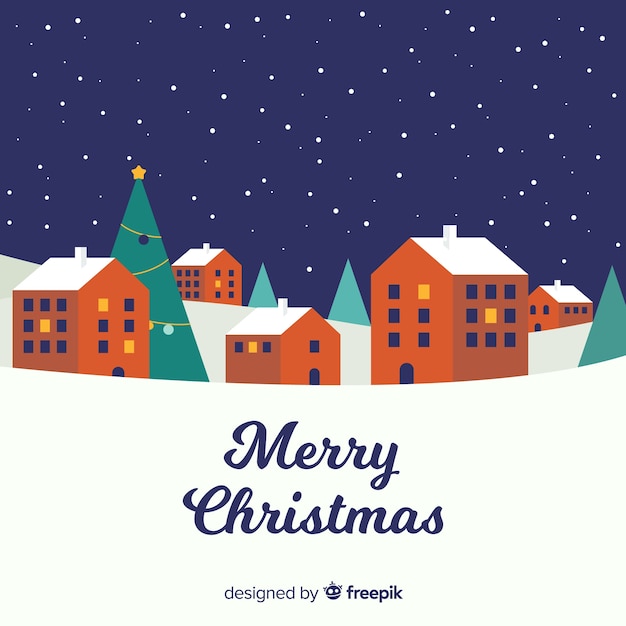 Free vector flat christmas town