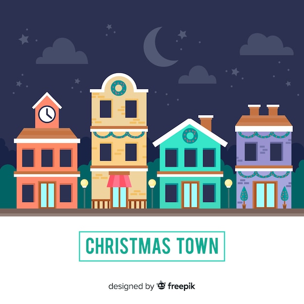 Flat christmas town