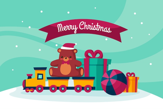 Free vector flat christmas toys background