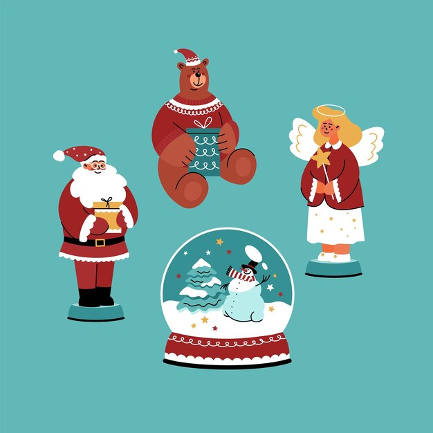 Free vector flat christmas toys collection