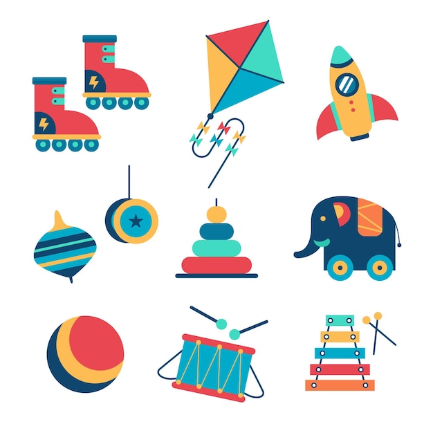 Free vector flat christmas toys collection