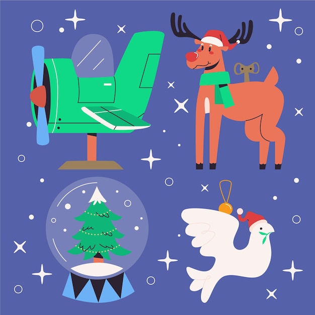 Free vector flat christmas toys collection