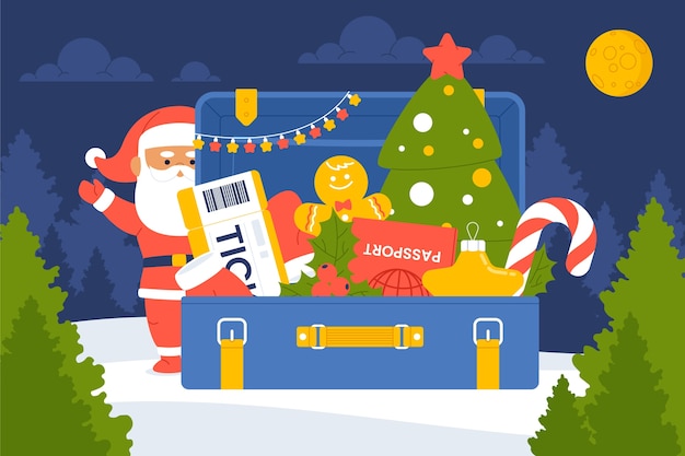 Free vector flat christmas travel illustration