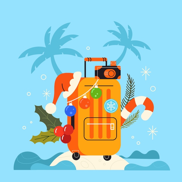 Free vector flat christmas travel illustration