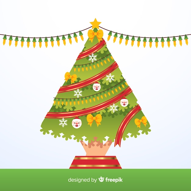 Free vector flat christmas tree background