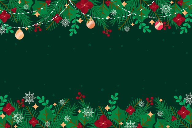 Flat christmas tree branches background