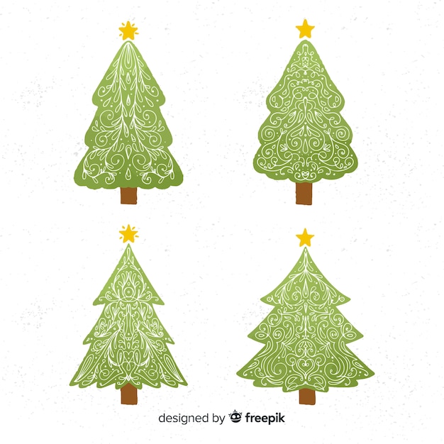 Free vector flat christmas tree collection