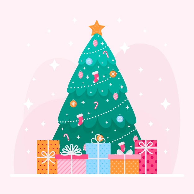 Free vector flat christmas tree illustration