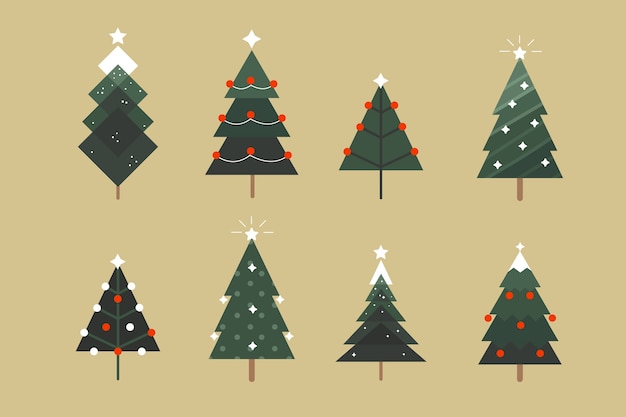 Бесплатное векторное изображение Плоская рождественская елка