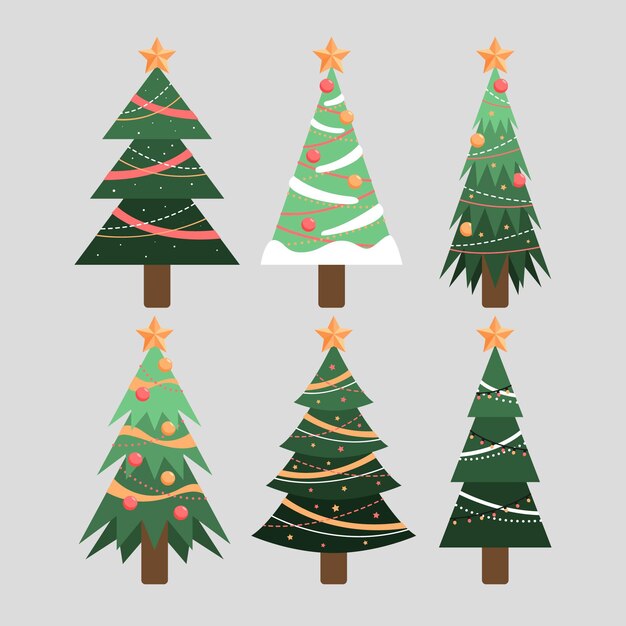 Flat christmas trees collection