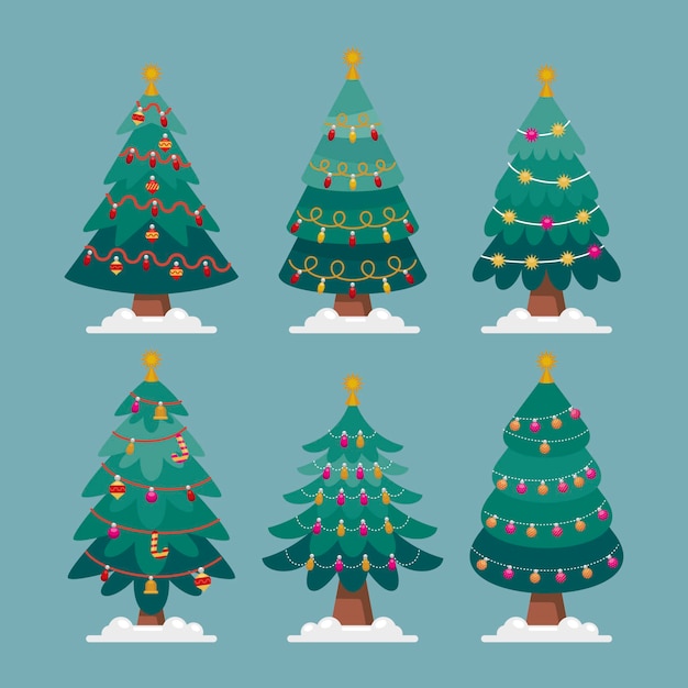 Flat christmas trees collection