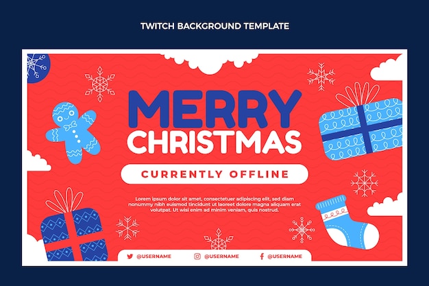 Free vector flat christmas twitch background