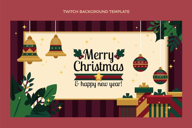 Free vector flat christmas twitch background