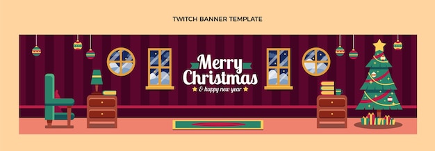 Плоский рождественский баннер twitch