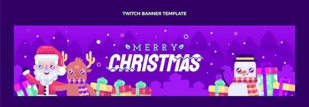 Free vector flat christmas twitch banner