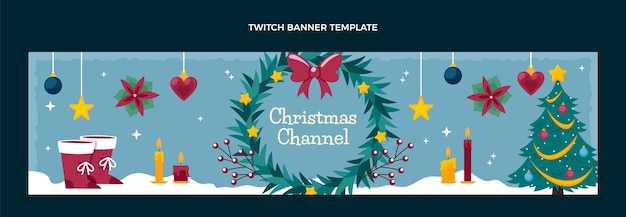 Free vector flat christmas twitch banner