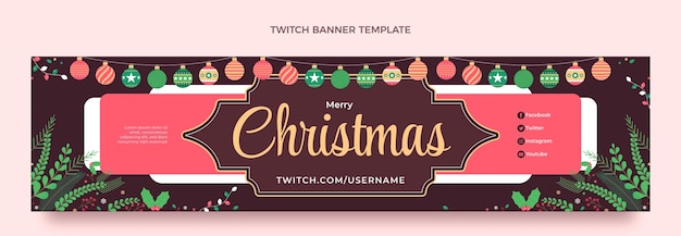 Free vector flat christmas twitch banner