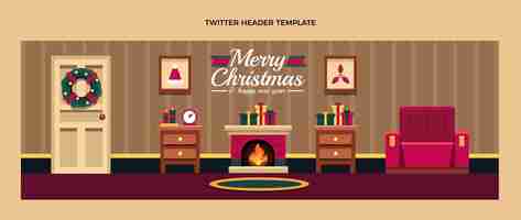 Free vector flat christmas twitter header template