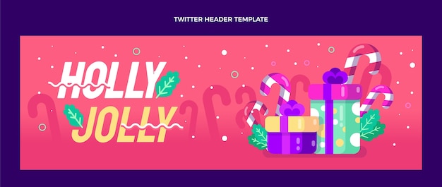 Free vector flat christmas twitter header template